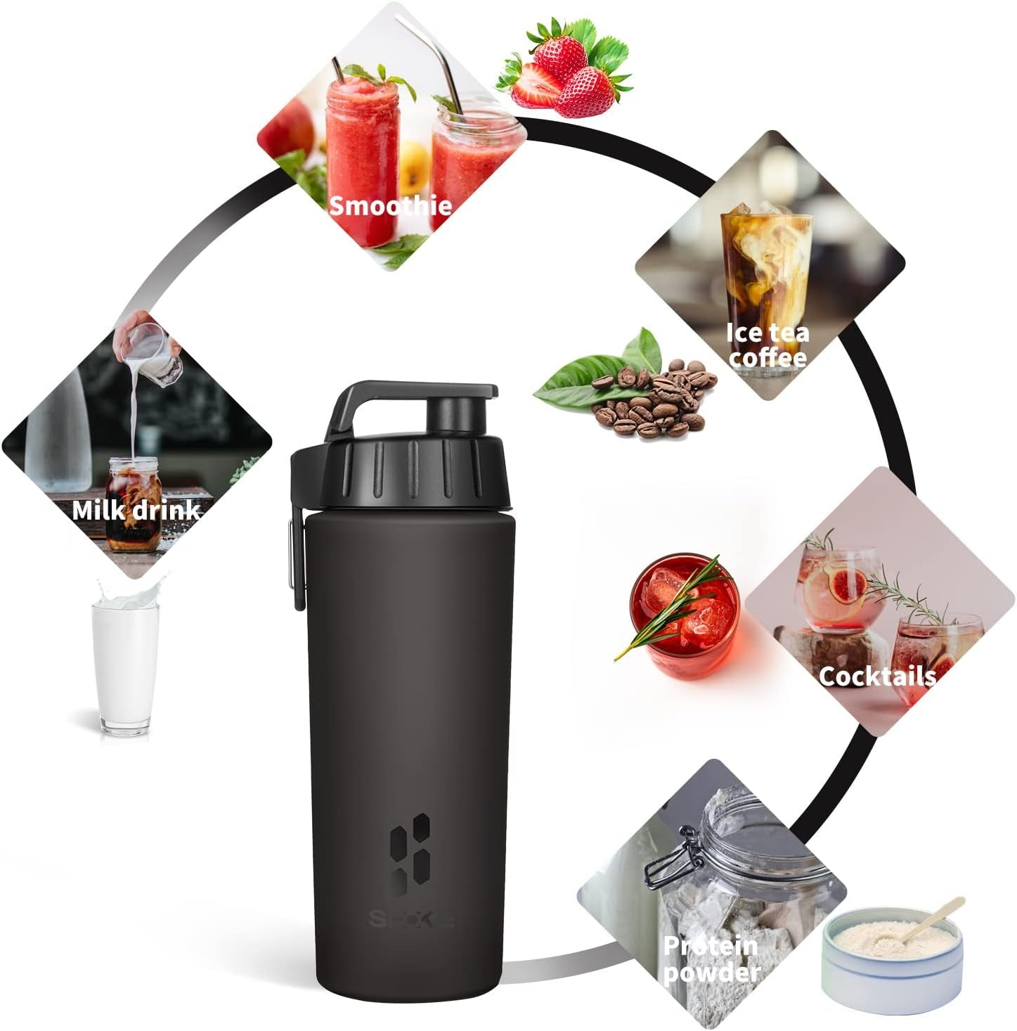 Shaker Cups for Protein Shakes Protein Mixer Shaker Bottle BPA Free & Leakproof Soft Matt Touch Protein Shaker Cup Classic Mixer Cup Easy Clean Sport Shaker Bottles 800ML 28 Oz-Matt Black